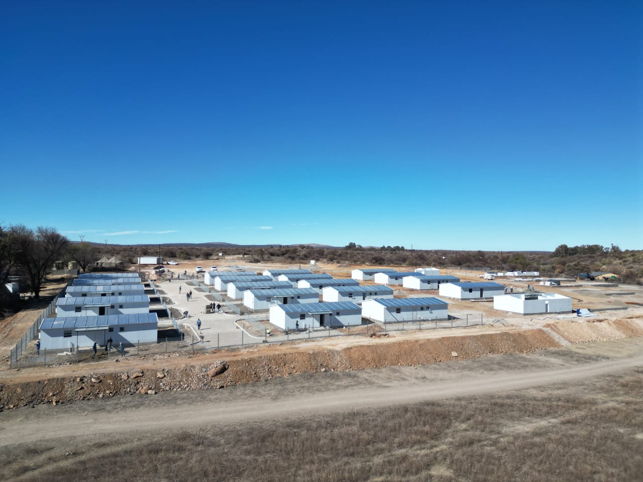 Aerial view of completed housing development